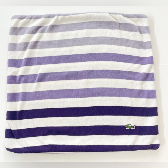 LACOSTE Retro Striped Purple lilac accent pillow case fits 18”x18” insert - Picture 2 of 8